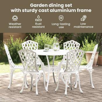 Garten Essgruppe 7 pcs Weiß Aluminium
