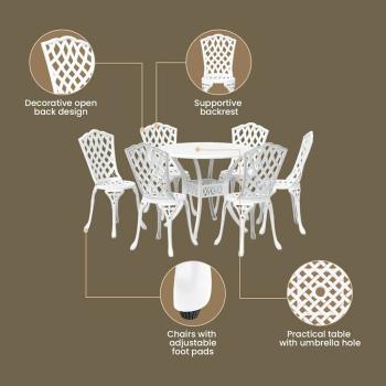Garten Essgruppe 7 pcs Weiß Aluminium