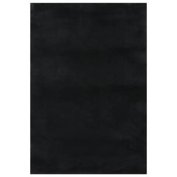 Teppich Waschbar Flauschig Kurzflor 160x230 Rutschfest Schwarz