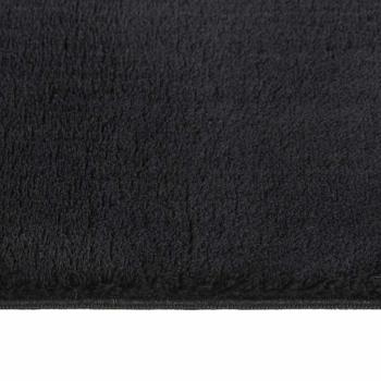 Teppich Waschbar Flauschig Kurzflor 160x230 Rutschfest Schwarz
