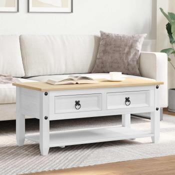 ARDEBO.de - Couchtisch Weiß 100 x 48 x 45 cm Massives Kiefernholz
