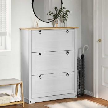 ARDEBO.de - Schuhschrank Corona Weiß 99 x 32 x 122 cm Massives Kiefernholz