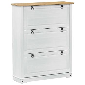 Schuhschrank Corona Weiß 99 x 32 x 122 cm Massives Kiefernholz