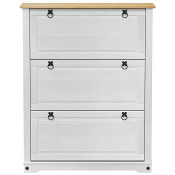 Schuhschrank Corona Weiß 99 x 32 x 122 cm Massives Kiefernholz