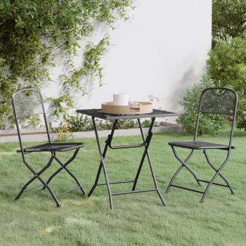 ARDEBO.de - 3-tlg. Garten-Essgruppe Streckmetall Anthrazit
