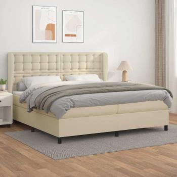 ARDEBO.de - Boxspringbett mit Matratze Creme 200x200 cm Kunstleder