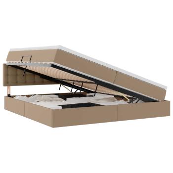 Bett mit Stauraum und LED Hellgrau 200 x 200 cm Kunstleder