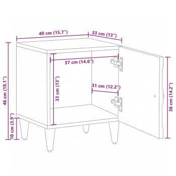 Nachttisch 2 stk. Weiß 40 x 33,5 x 46 cm Massivholz Mango
