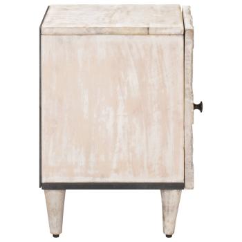 Nachttisch 2 stk. Weiß 40 x 33,5 x 46 cm Massivholz Mango