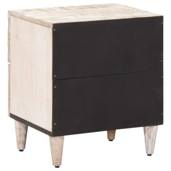 Nachttisch Weiß 40 x 33,5 x 46 cm Massivholz Mango