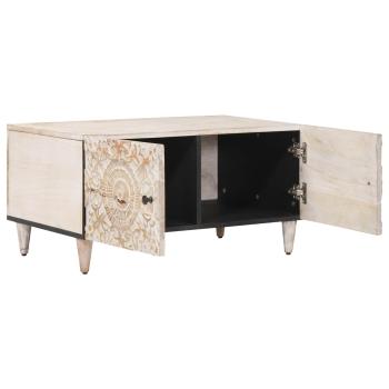 Couchtisch Weiß 80 x 50 x 40 cm Massivholz Mango