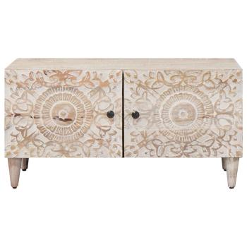 Couchtisch Weiß 80 x 50 x 40 cm Massivholz Mango