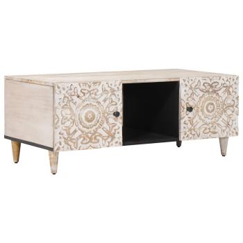 ARDEBO.de - Couchtisch Weiß 100 x 54 x 40 cm Massivholz Mango