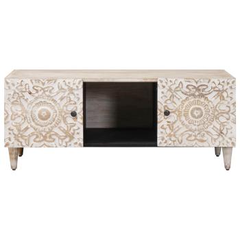 Couchtisch Weiß 100 x 54 x 40 cm Massivholz Mango