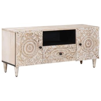 ARDEBO.de - TV-Schränk Weiß 105 x 33,5 x 46 cm Massivholz Mango