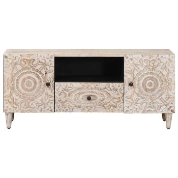TV-Schränk Weiß 105 x 33,5 x 46 cm Massivholz Mango