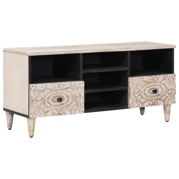 ARDEBO.de - TV-Schränk mit Regal Weiß 100 x 33,5 x 46 cm Massivholz Mango