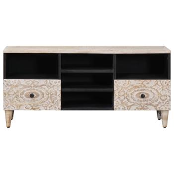 TV-Schränk mit Regal Weiß 100 x 33,5 x 46 cm Massivholz Mango