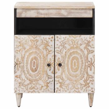 Sideboard mit Speicher Wei? 60 x 33,5 x 75 cm Massivholz Mango