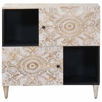 Sideboard mit Speicher Weiß 80 x 33,5 x 75 cm Massivholz Mango