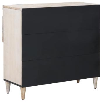 Sideboard mit Speicher Weiß 80 x 33,5 x 75 cm Massivholz Mango