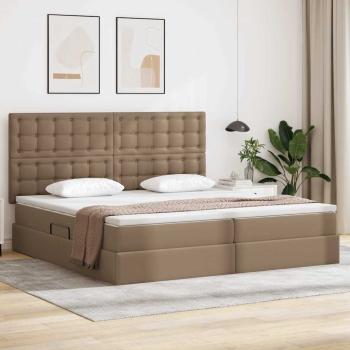 ARDEBO.de - Bett mit Stauraum und LED Cappuccino 200 x 200 cm Kunstleder