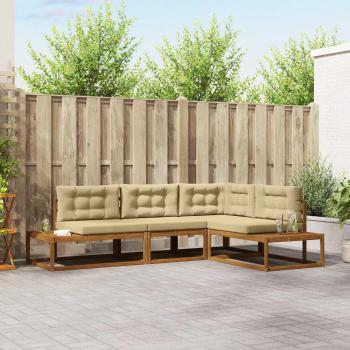 ARDEBO.de - Outdoor-Sofagarnitur 4 stk. 4-Sitzer Polyester Natur und Beige