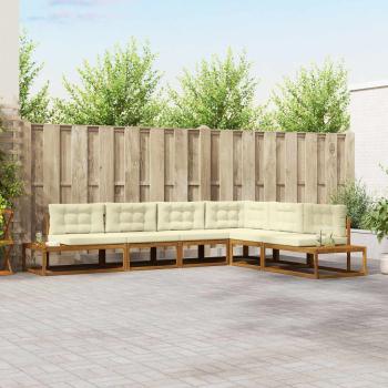 ARDEBO.de - Outdoor-Sofagarnitur 6 Stk. Natur und Creme