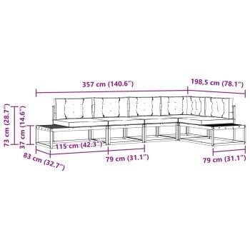 Outdoor-Sofagarnitur 6 Stk. Natur und Creme