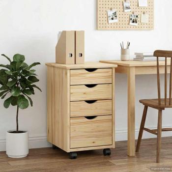 ARDEBO.de - Rollschrank Mit Rad Braun 34 x 39 x 56 cm Massives Kiefernholz