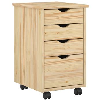 Rollschrank Mit Rad Braun 34 x 39 x 56 cm Massives Kiefernholz