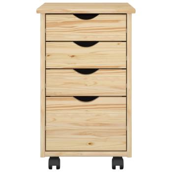 Rollschrank Mit Rad Braun 34 x 39 x 56 cm Massives Kiefernholz