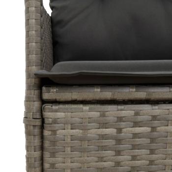 11-tlg. Garten-Bistro-Set mit Kissen Grau Poly Rattan