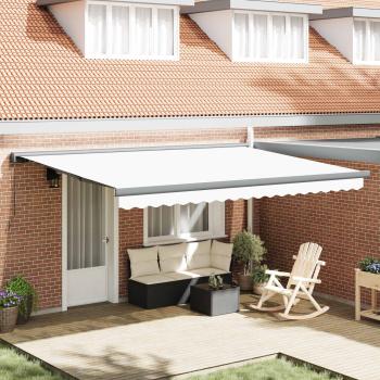 ARDEBO.de - Ausziehbare Markise Weiß 4 x 3 m Leinen und Aluminium