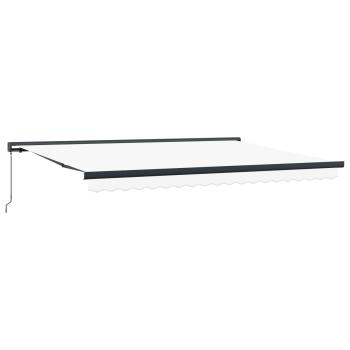Ausziehbare Markise Weiß 4 x 3 m Leinen und Aluminium