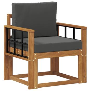 Outdoor-Sofa Massivholz Akazie Natur und Anthrazit