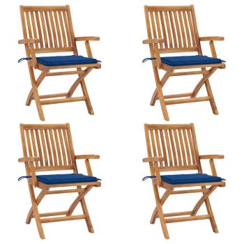 ARDEBO.de - Klappbare Gartenstühle mit Kissen 4 Stk. Massivholz Teak