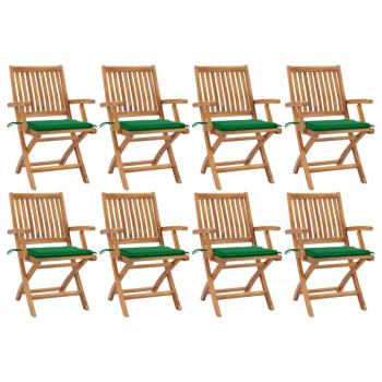 ARDEBO.de - Klappbare Gartenstühle mit Kissen 8 Stk. Massivholz Teak