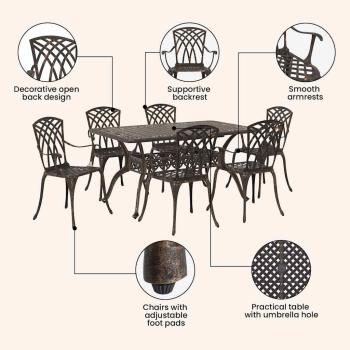 Garten Essgruppe 7 pcs Bronze Aluminium