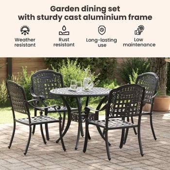 Garten Essgruppe 5 pcs Schwarz Aluminium