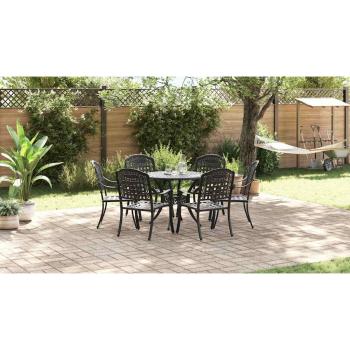 Garten Essgruppe 7 pcs Schwarz Aluminium
