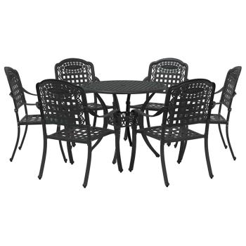 Garten Essgruppe 7 pcs Schwarz Aluminium