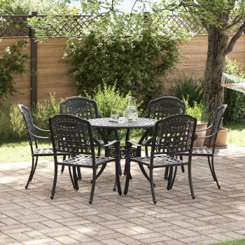 Garten Essgruppe 7 pcs Schwarz Aluminium
