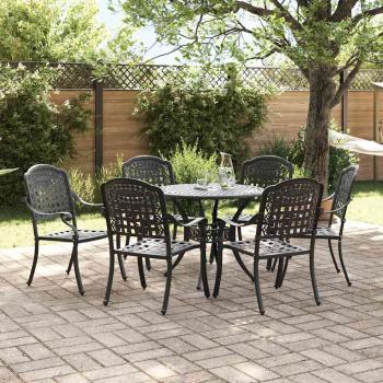 Garten Essgruppe 7 pcs Schwarz Aluminium