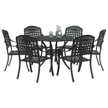 Garten Essgruppe 7 pcs Schwarz Aluminium