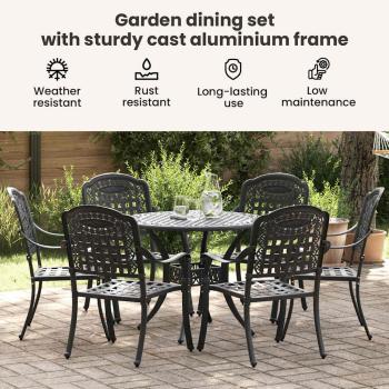 Garten Essgruppe 7 pcs Schwarz Aluminium