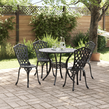Garten Essgruppe 5 pcs Schwarz Aluminium