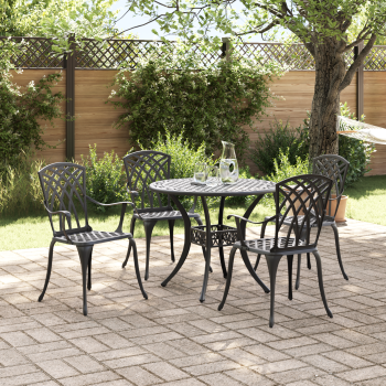 Garten Essgruppe 5 pcs Schwarz Aluminium