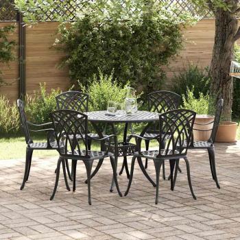 ARDEBO.de - Garten Essgruppe 7 pcs Schwarz Aluminium