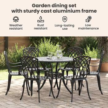 Garten Essgruppe 7 pcs Schwarz Aluminium